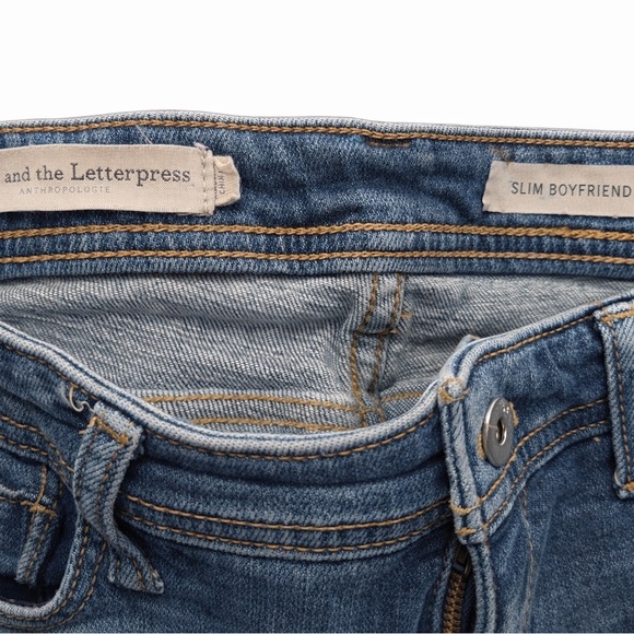 Pilcro & Letterpress Slim Boyfriend Jeans Size 27 Anthropologie Patchwork Knees - Picture 5 of 9